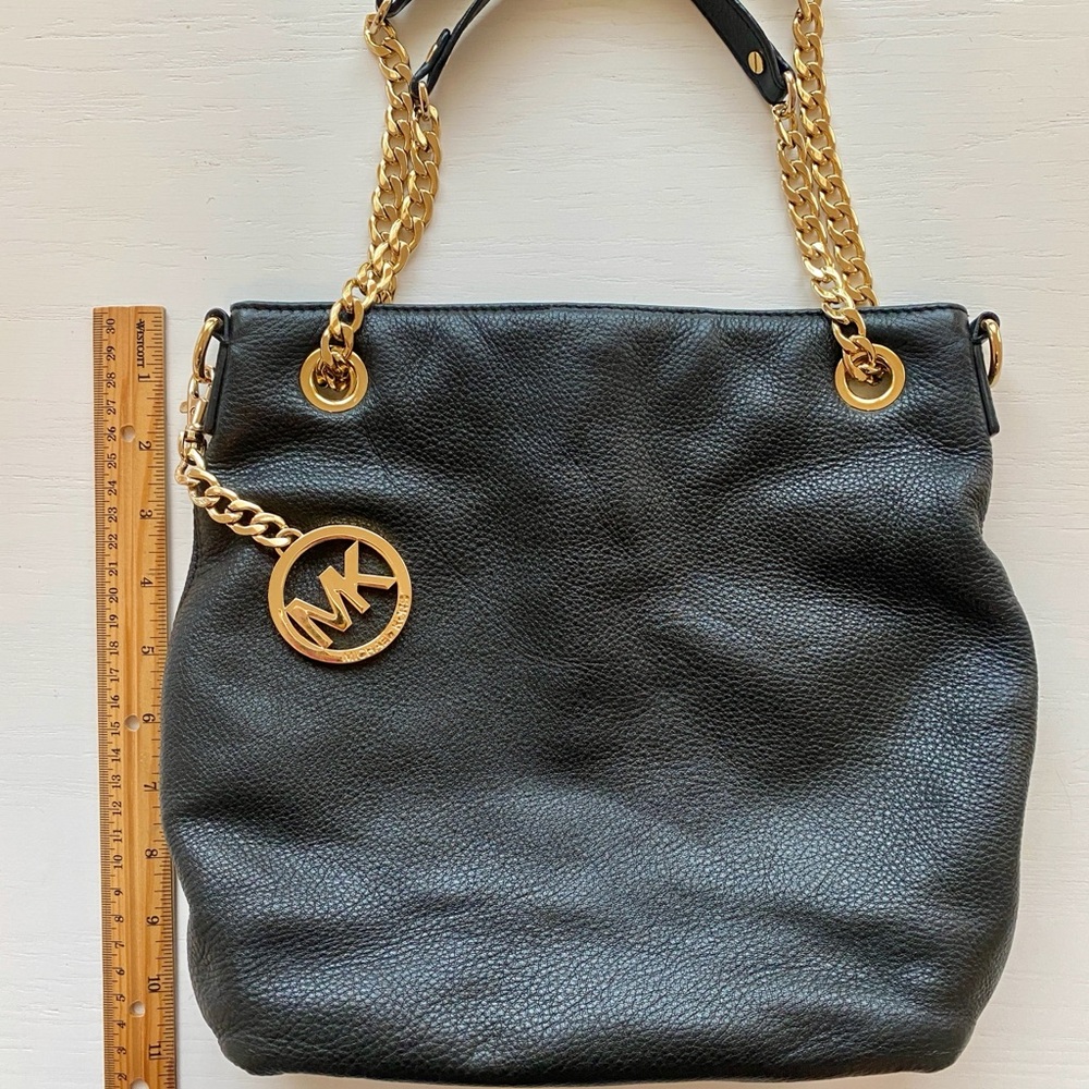 Michael Kors Black Shoulder Bag with Gold Accents